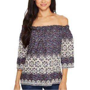 Kut From The Kloth Top Women Size XS Floral Bobby Off-the-Shoulder Eyelet